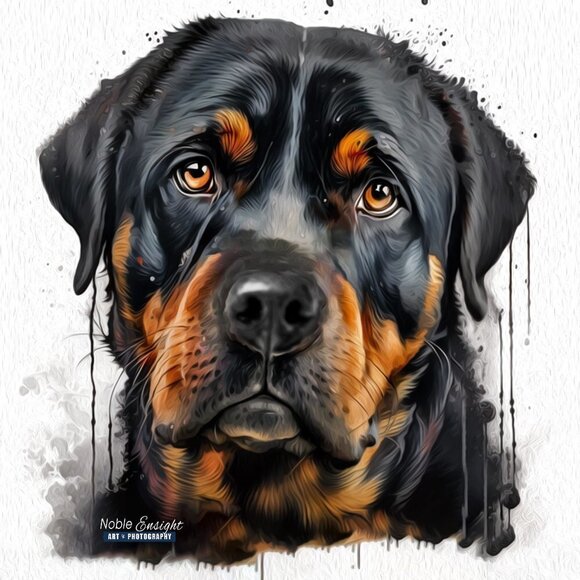 8x10 Rottweiler Dog Portrait Best Friend Watercolor‎ Oil Painting Art Print - Picture 2 of 5